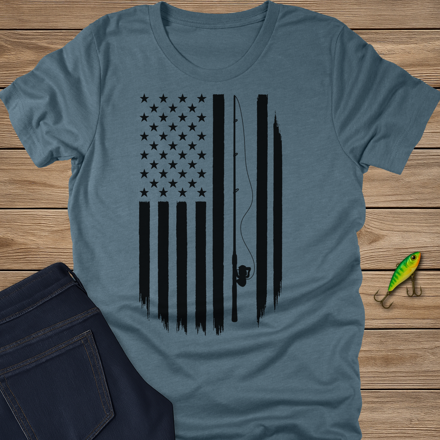 Red, White, and Rods Tee - Black