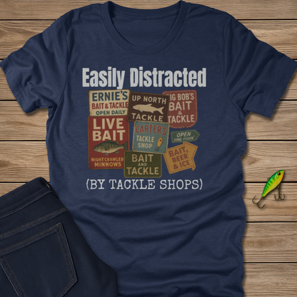 Easily Distracted fishing T-shirt in Heather Slate