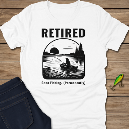 Retired: Gone Fishing fishing T-shirt in Heather Slate