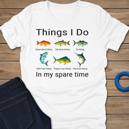 Things I Do Saltwater fishing T-shirt in Heather Prism Ice Blue