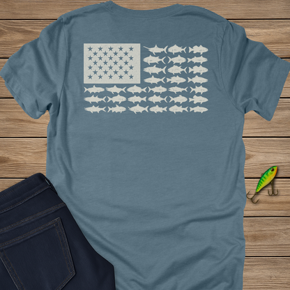 Salt. Stars. Stripes. fishing T-shirt in Heather Cardinal