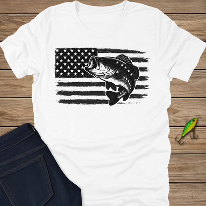 Stars & Bass fishing T-shirt in Heather Slate