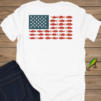 Salt. Stars. Stripes. fishing T-shirt in Heather Cement