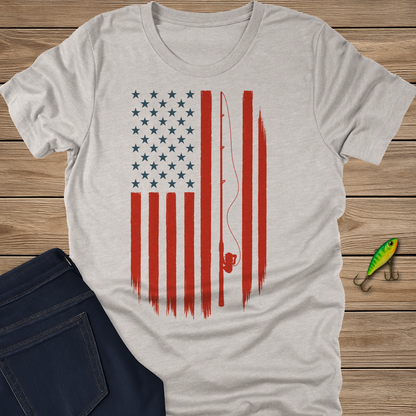 Red, White, and Rods fishing T-shirt