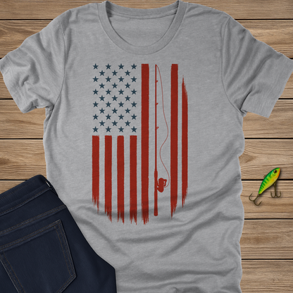 Red, White, and Rods fishing T-shirt