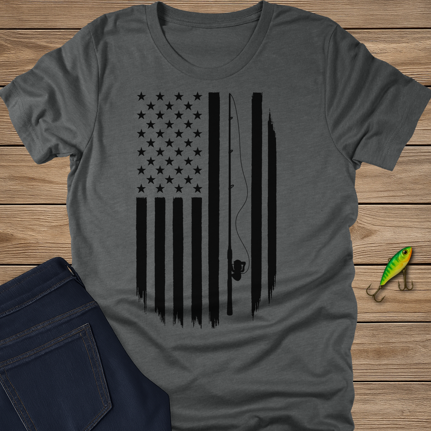 Red, White, and Rods Tee - Black