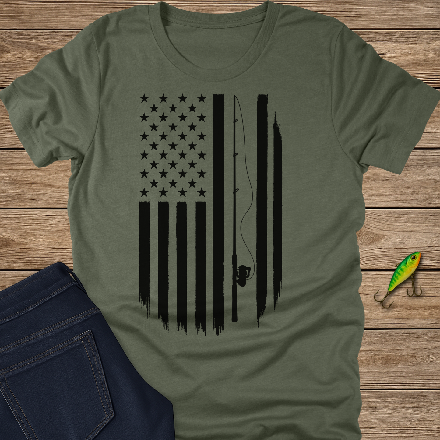 Red, White, and Rods Tee - Black