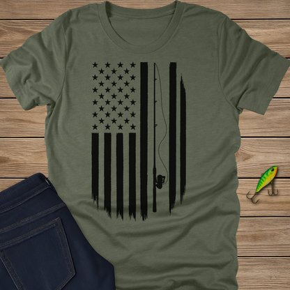 Red, White, and Rods fishing T-shirt
