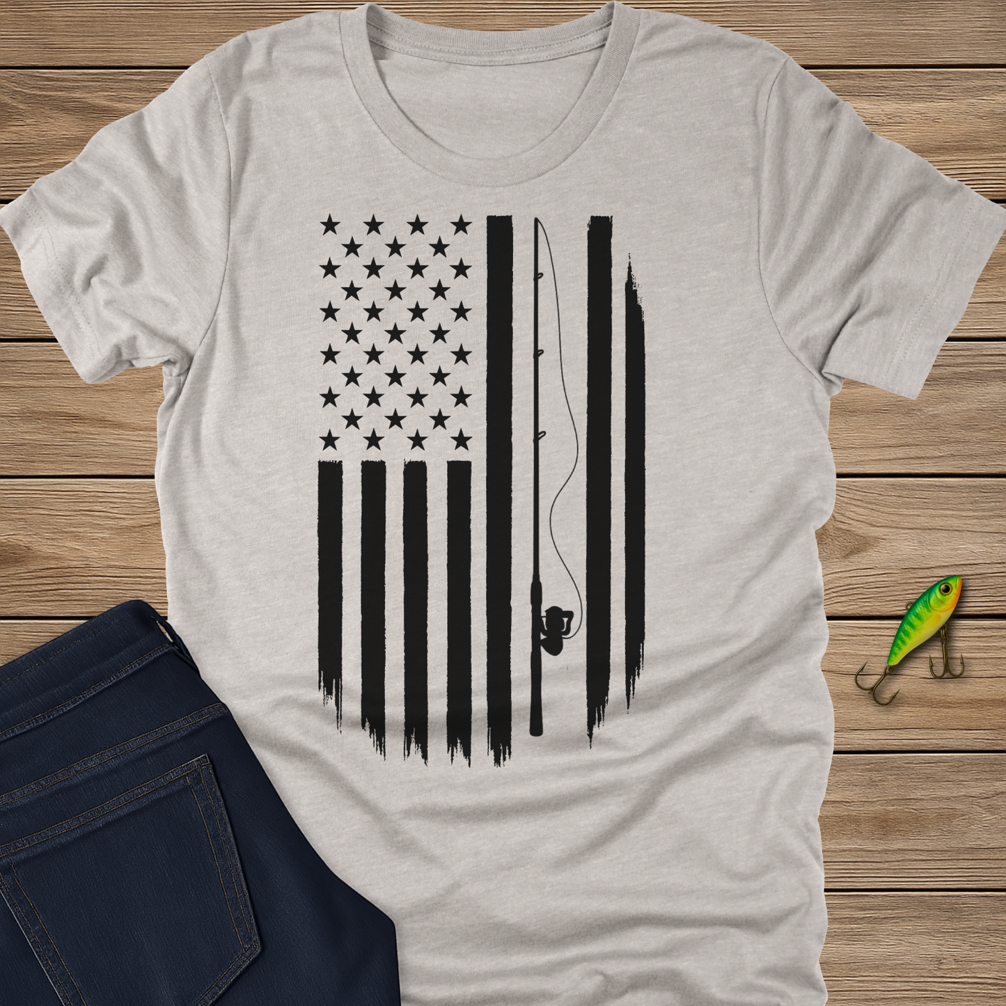 Red, White, and Rods Tee - Black