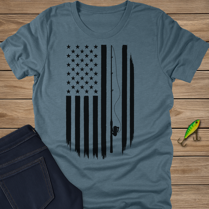 Red, White, and Rods fishing T-shirt