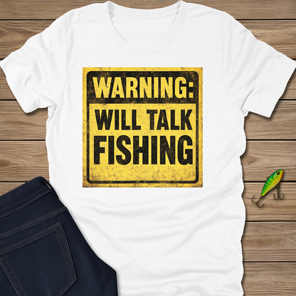 Warning fishing T-shirt in Heather Slate
