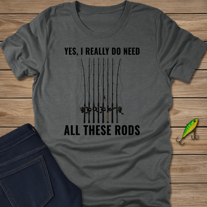 All These Rods fishing T-shirt in Heather Slate