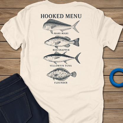 Hooked Menu fishing T-shirt