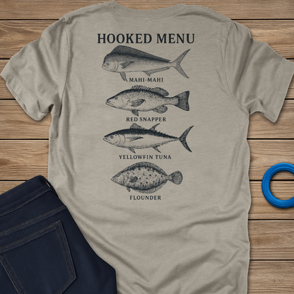 Hooked Menu fishing T-shirt