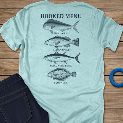 Hooked Menu fishing T-shirt