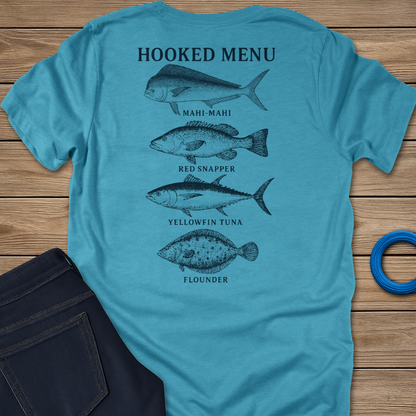 Hooked Menu fishing T-shirt