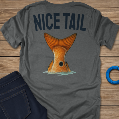 Nice Tail fishing T-shirt in Heather Prism Ice Blue