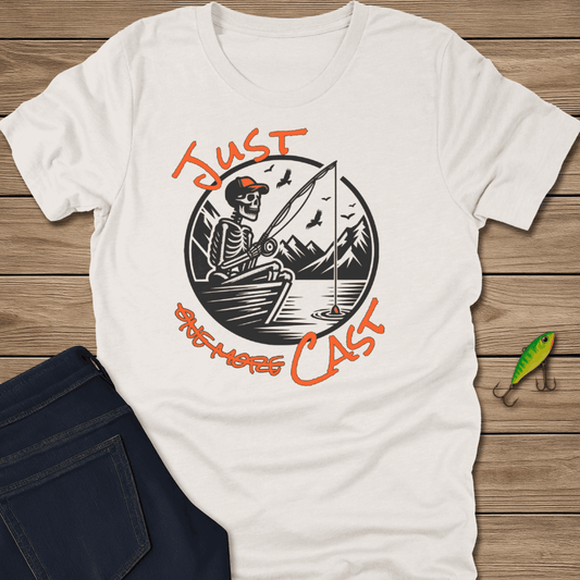 One More Cast fishing T-shirt in Heather Stone